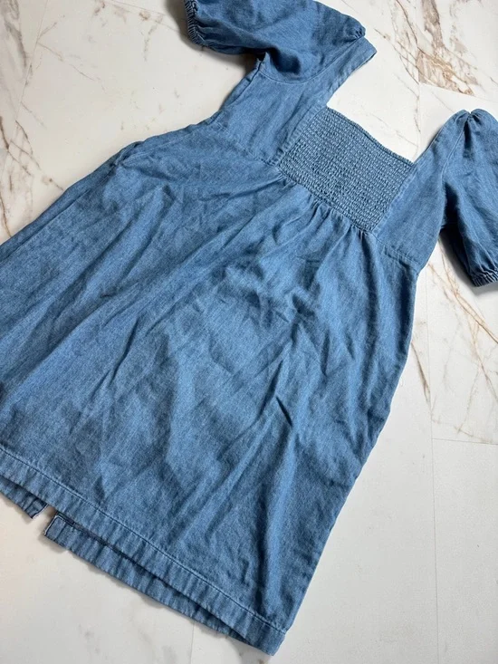 Old Navy Maternity Puff Sleeve Denim Button Front Dress Sz S Summer Western - Picture 10 of 11